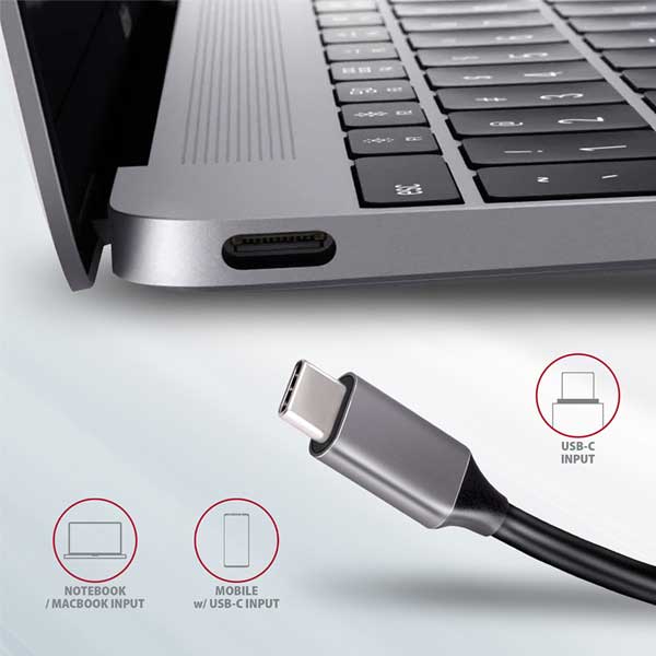 AXAGON HMC-5 2x USB-A, HDMI, SD/microSD, USB 3.2 Gen 1 hub, PD 100W, 20cm USB-C kábel, USB hub