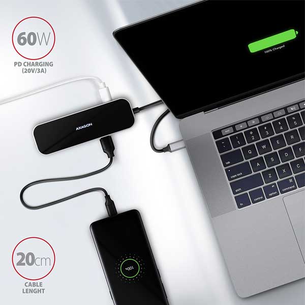 AXAGON HMC-6GL 3x USB-A, HDMI, RJ-45, USB 3.2 Gen 1 hub, PD 100W, 20cm USB-C kábel AXAGON HMC-6GL 3x USB-A, HDMI, RJ-45, USB 3.2 Gen 1 hub, PD 100W, 20cm USB-C kábel