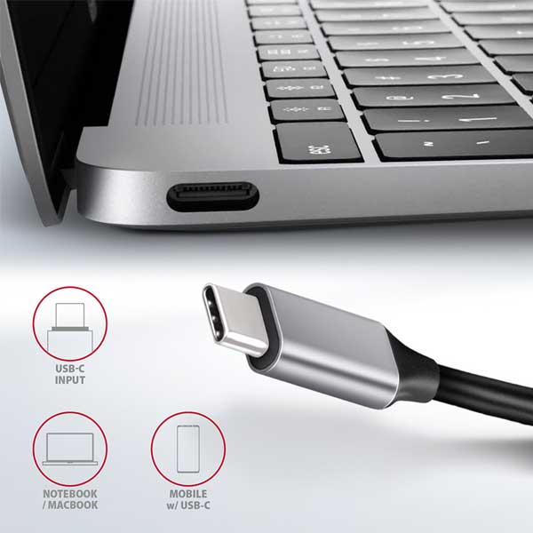 AXAGON HMC-6GL 3x USB-A, HDMI, RJ-45, USB 3.2 Gen 1 hub, PD 100W, 20cm USB-C kábel AXAGON HMC-6GL 3x USB-A, HDMI, RJ-45, USB 3.2 Gen 1 hub, PD 100W, 20cm USB-C kábel