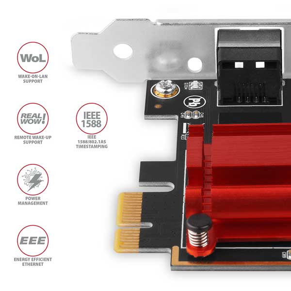 AXAGON PCEE-G25, PCIe sieťová karta - 1x 2.5 Gigabit Ethernet port (RJ-45), Realtek, PXE, vr. LP