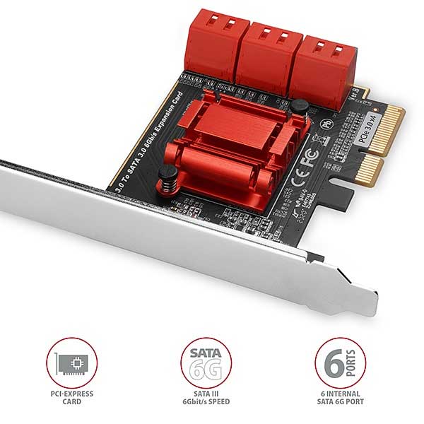 AXAGON PCES-SA6 PCIe radič, 6x internal SATA 6G port + LP