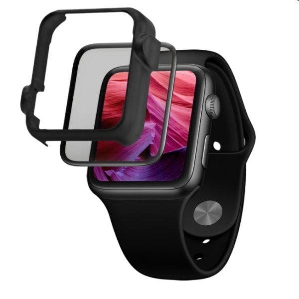 FIXED 3D Ochranné tvrdené sklo s aplikátorom pre Apple Watch Series 7 45 mm, čierna