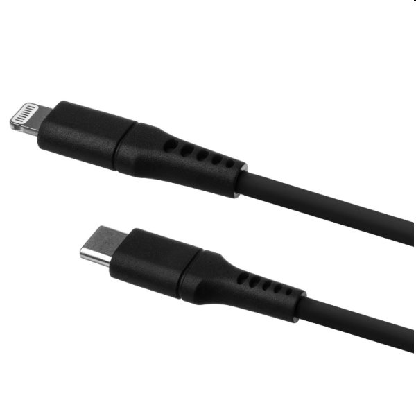 FIXED Dátový a nabíjací kábel USB-C/Lightning MFI, PD, 0,5 m, čierny