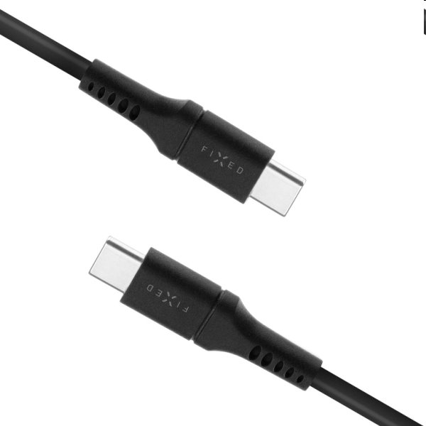 FIXED Dátový a nabíjací kábel USB-C/USB-C, PD, 0,5 m, čierny