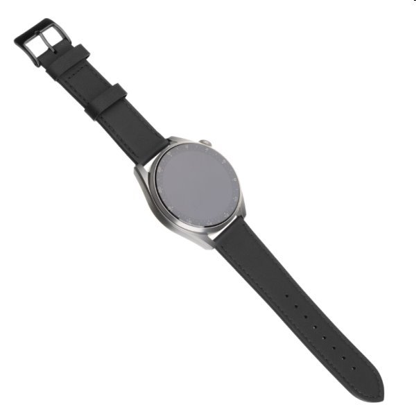 FIXED Kožený remienok s Quick Release so šírkou 20 mm pre inteligentné hodinky, čierna