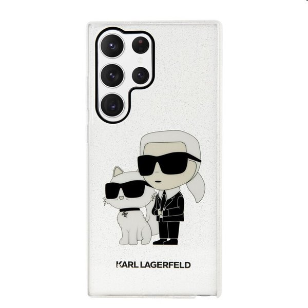 Zadný kryt Karl Lagerfeld IML Glitter Karl and Choupette NFT pre Samsung Galaxy S23 Ultra, transparentná