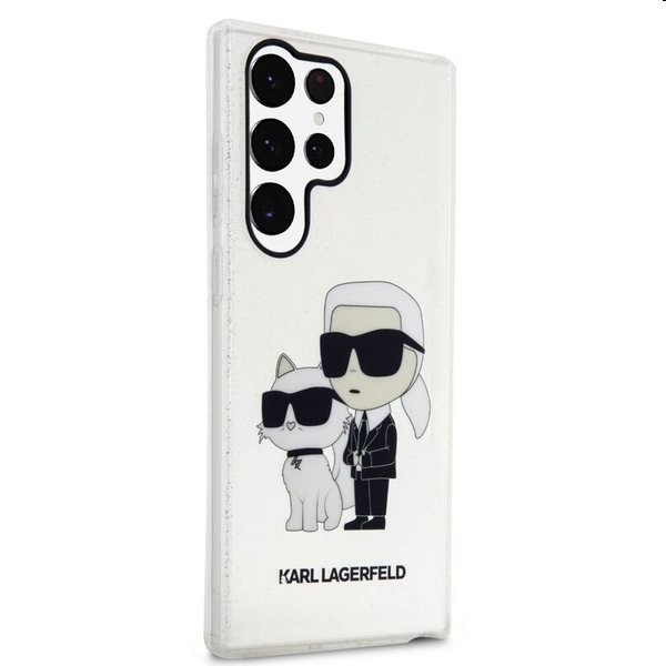 Zadný kryt Karl Lagerfeld IML Glitter Karl and Choupette NFT pre Samsung Galaxy S23 Ultra, transparentná
