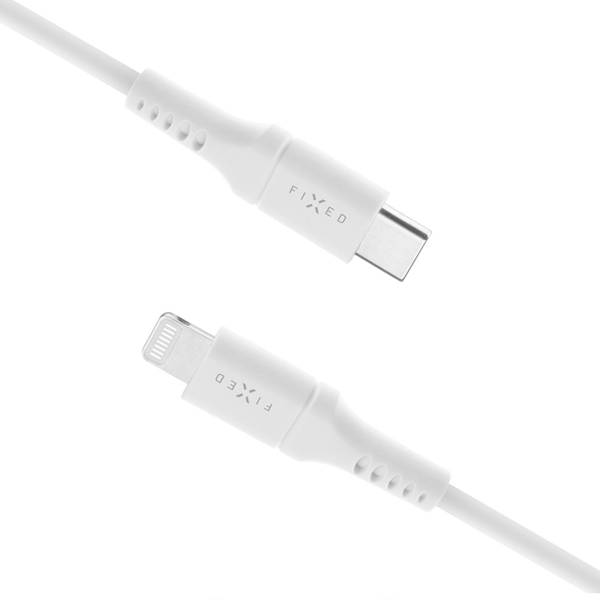 FIXED Dátový a nabíjací Liquid silicone kábel USB-C/Lightning MFi, PD, 0,5 m, biely