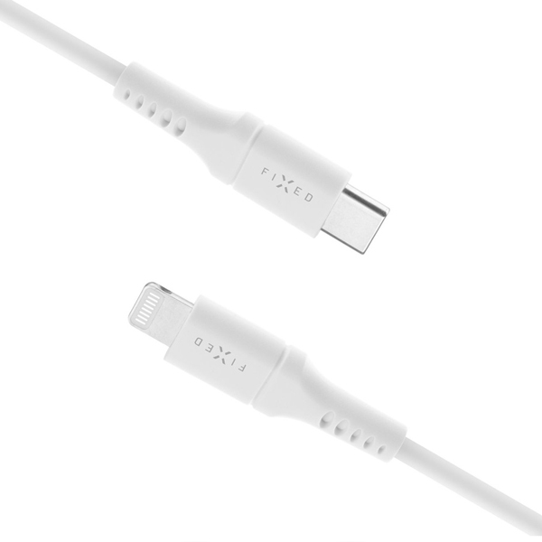FIXED Dátový a nabíjací Liquid silicone kábel USB-C/Lightning MFi, PD, 0,5 m, biely FIXED Dátový a nabíjací Liquid silicone kábel USB-C/Lightning MFi, PD, 0,5 m, biely