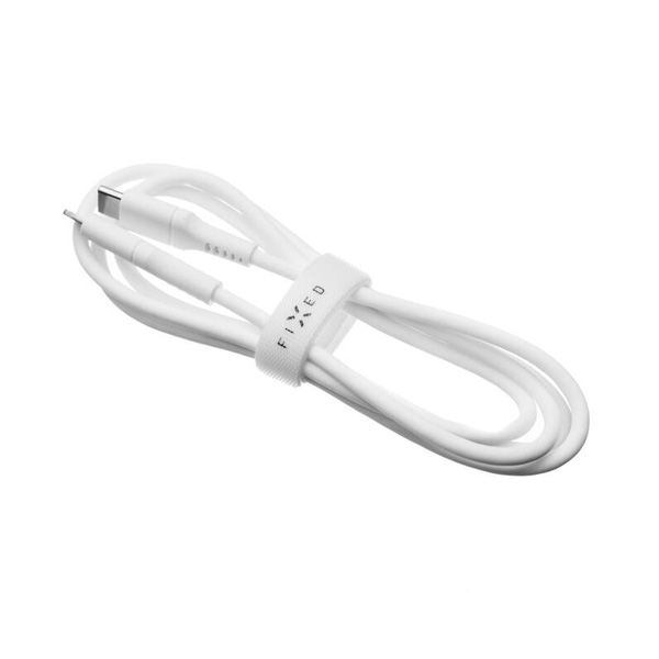 FIXED Dátový a nabíjací Liquid silicone kábel USB-C/USB-C, PD, 0,5 m, biely