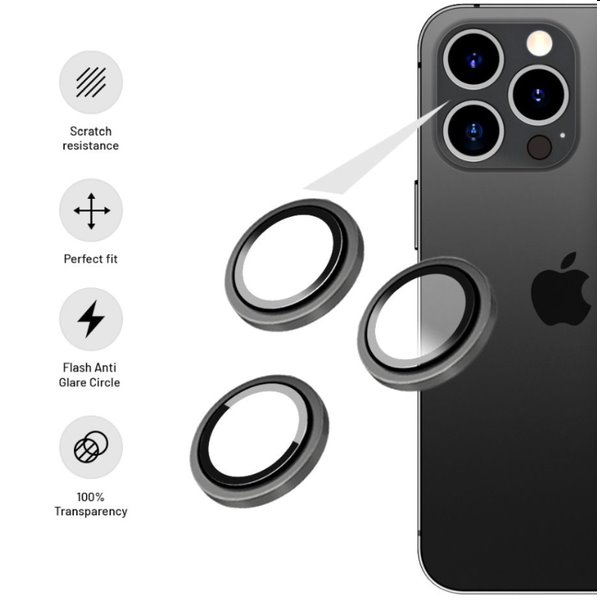 FIXED ochranné sklá šošoviek fotoaparátov pre Apple iPhone 13, 13 mini, strieborná