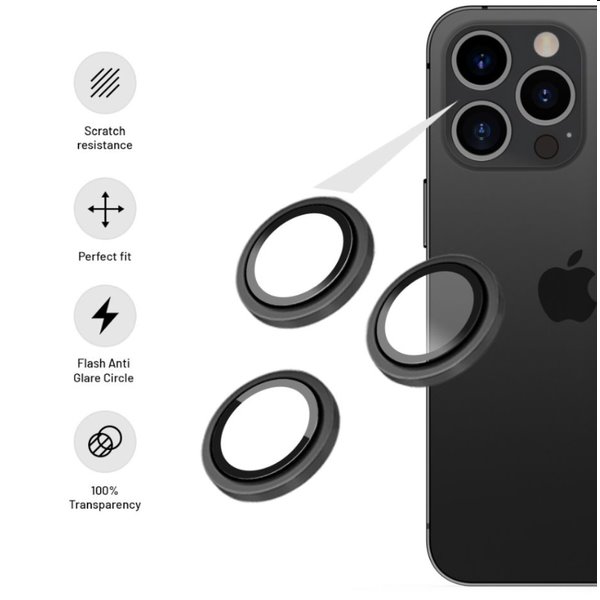 FIXED ochranné sklá šošoviek fotoaparátov pre Apple iPhone 13 Pro, 13 Pro Max, sivá