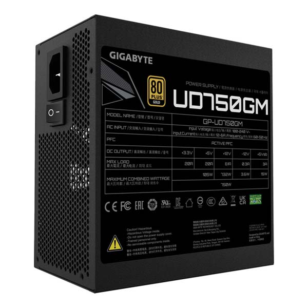 GIGABYTE Zdroj UD750GM, 750W, ATX, 80PLUS Gold, modulárny