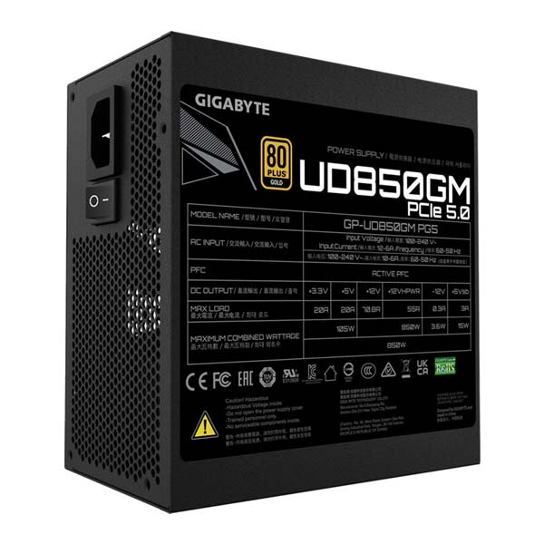 GIGABYTE Zdroj UD850GM PG5, 850W, ATX, 80PLUS Gold, modulárny