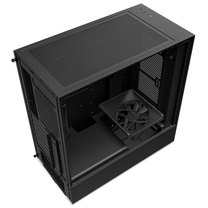 NZXT case H5 Flow / 2x120 mm fan / tempered glass / mesh panel / black