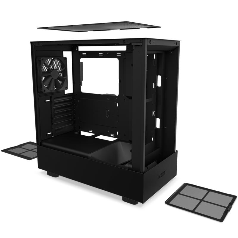 NZXT case H5 Flow / 2x120 mm fan / tempered glass / mesh panel / black