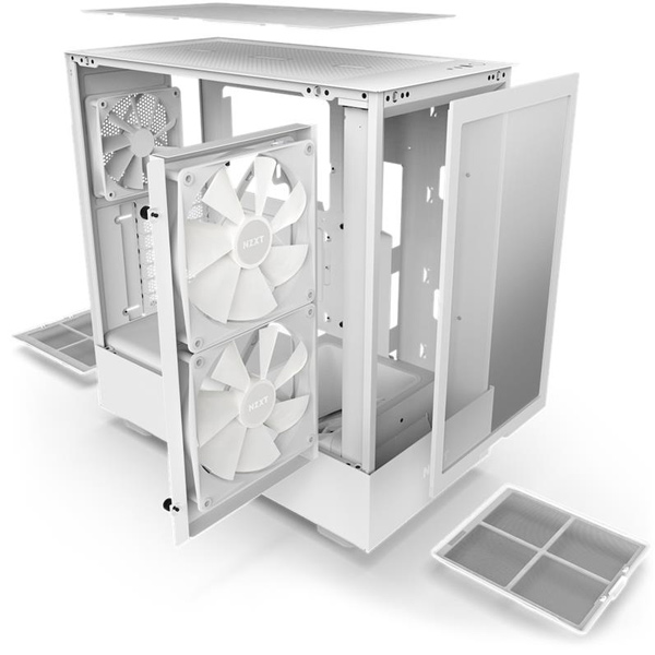 NZXT case H5 Flow RGB edition / 2x120 mm fan / USB 3.0 / USB-C 3.1 / RGB / tempered glass / mesh panel / white NZXT case H5 Flow RGB edition / 2x120 mm fan / USB 3.0 / USB-C 3.1 / RGB / tempered glass / mesh panel / white