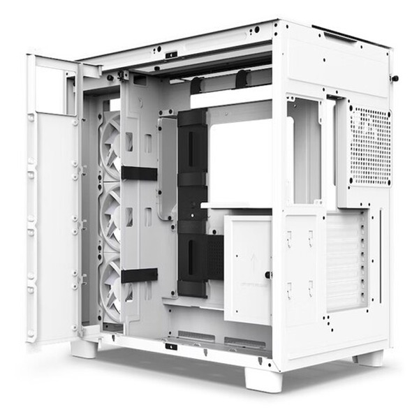 NZXT H9 Elite Dual-chambers PC skrinka, ATX, 3 x RGB 120 mm, 1x 120 mm ventilátor, sklo, biela