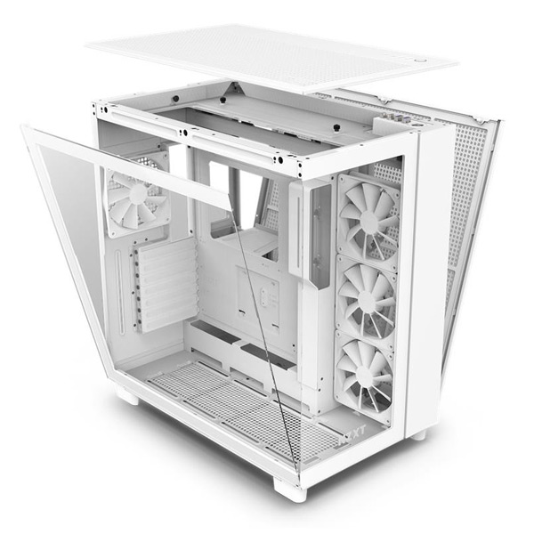 NZXT case H9 Flow / 4x120mm fan / up to 10xfan / mesh top / glass / white NZXT case H9 Flow / 4x120mm fan / up to 10xfan / mesh top / glass / white