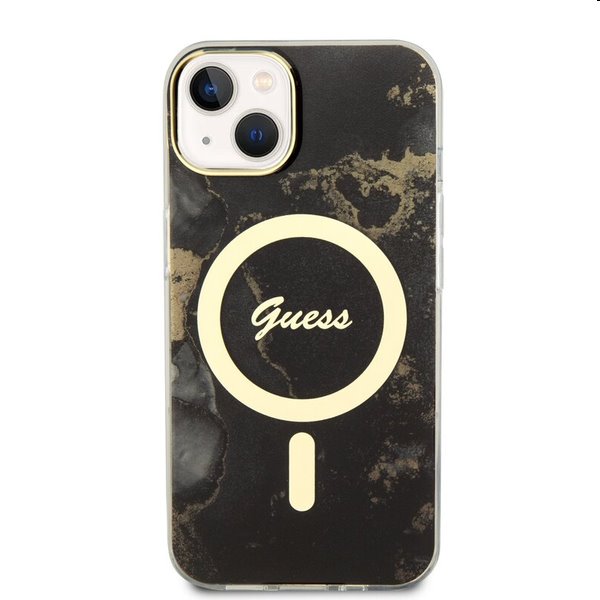 Zadný kryt Guess Marble IML MagSafe for Apple iPhone 14, čierna