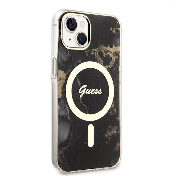 Zadný kryt Guess Marble IML MagSafe for Apple iPhone 14, čierna