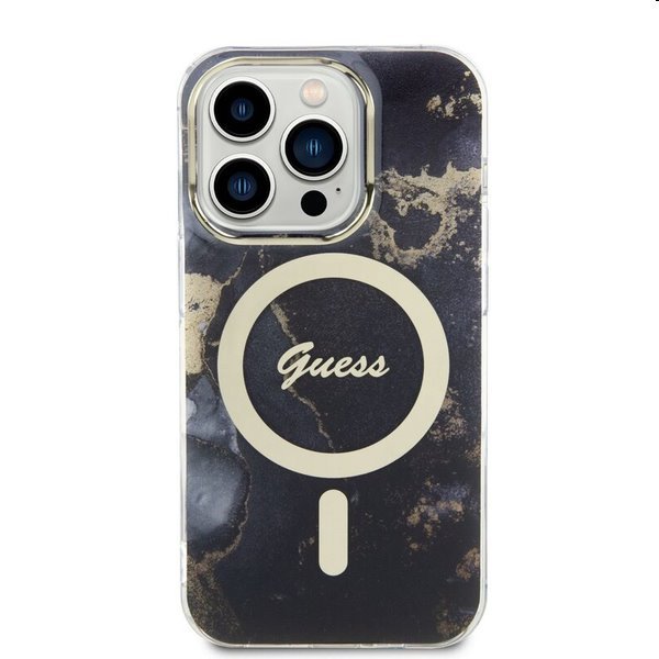 Zadný kryt Guess Marble IML MagSafe for Apple iPhone 14 Pro Max, čierna