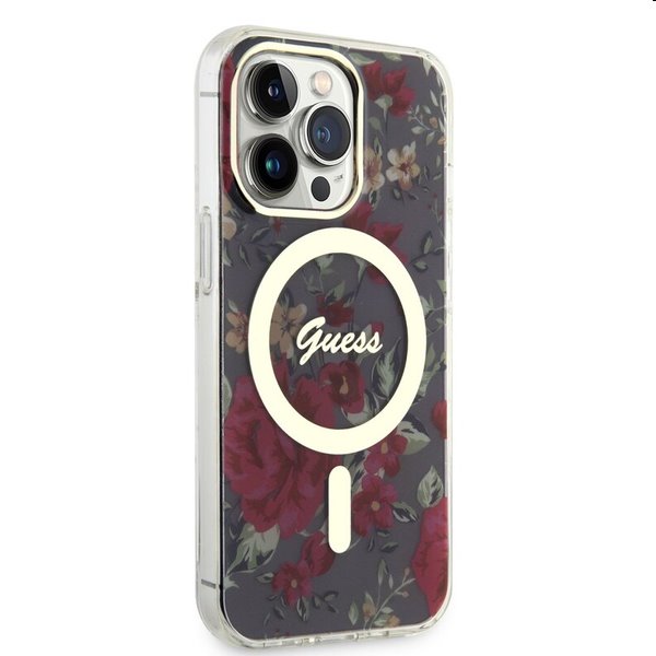 Zadný kryt Guess PC/TPU Flowers IML MagSafe for Apple iPhone 13 Pro Max, kaki