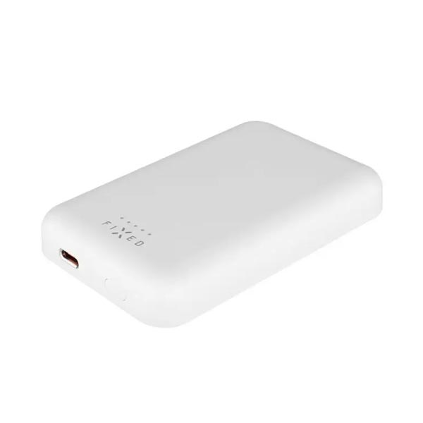 FIXED MagZen powerbanka s bezdrôtovým nabíjaním a podporou Magsafe, 6 000 mAh, biela