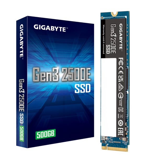GIGABYTE 2500E SSD disk 500 GB M.2 NVMe Gen3 2300/1500 MBps GIGABYTE 2500E SSD disk 500 GB M.2 NVMe Gen3 2300/1500 MBps