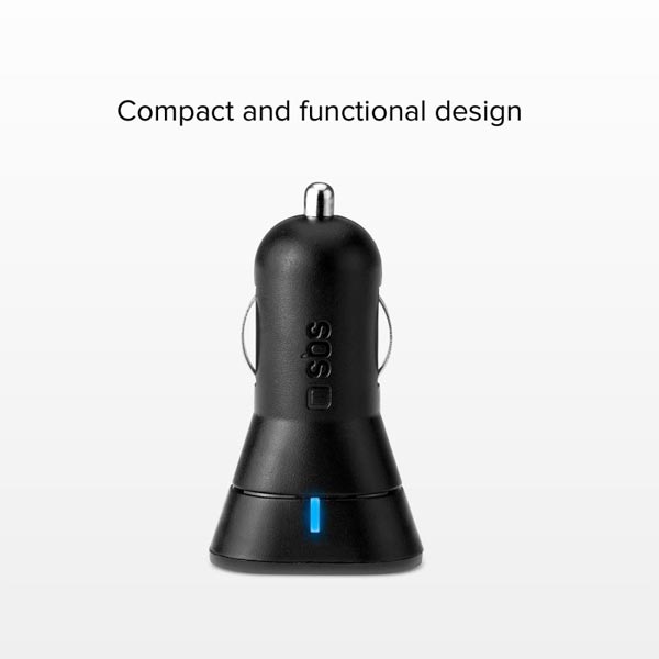SBS Autoadaptér Mini 2x USB, 2,4 A, 12/24V, čierna