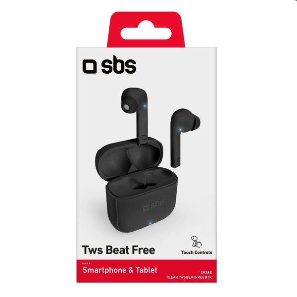 SBS Bezdrôtové slúchadlá TWS Beat Free s nabíjacím puzdrom 200 mAh, čierne