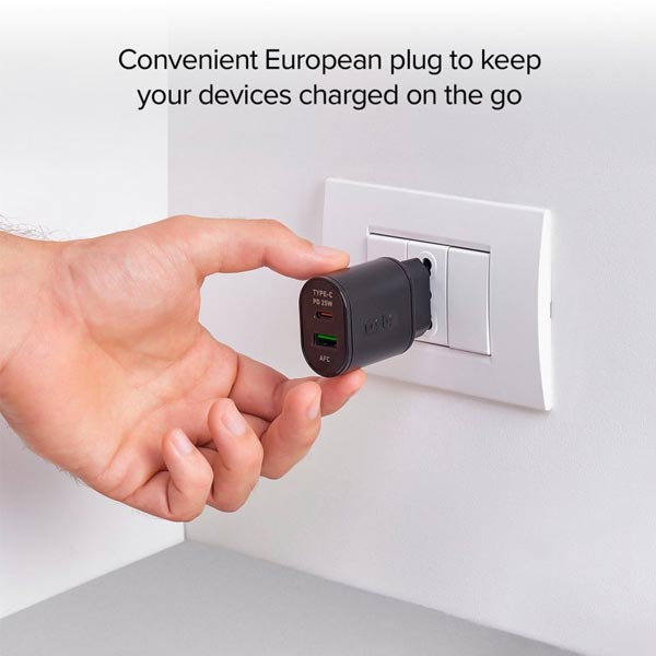 SBS Cestovný adaptér USB AFC/USB-C, PD 25W, čierna