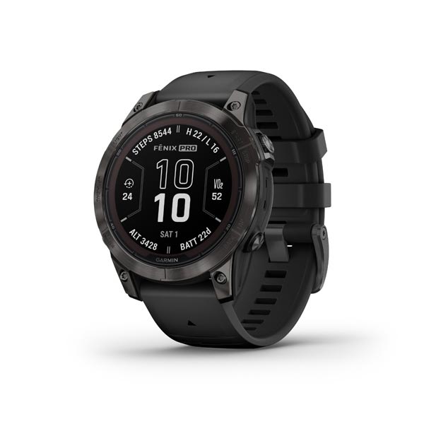 Garmin fenix 7 Pro Sapphire Solar, Carbon Gray DLC Titanium, Black Band