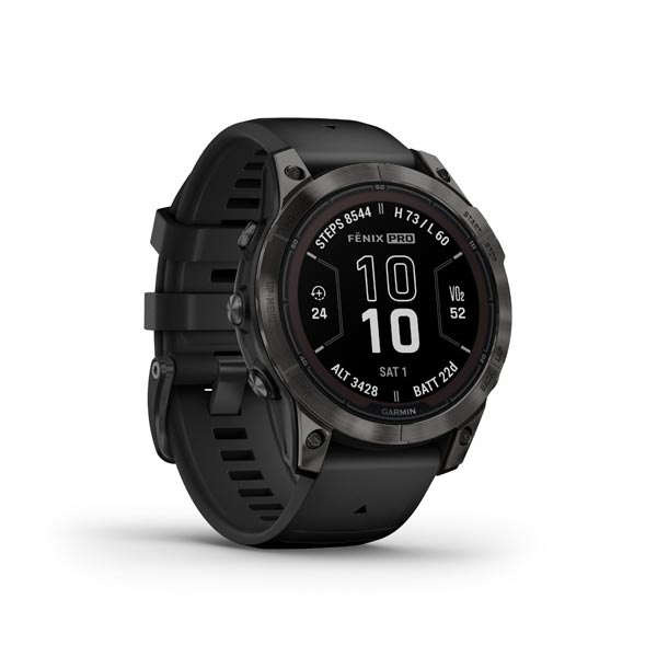 Garmin fenix 7 Pro Sapphire Solar, Carbon Gray DLC Titanium, Black Band