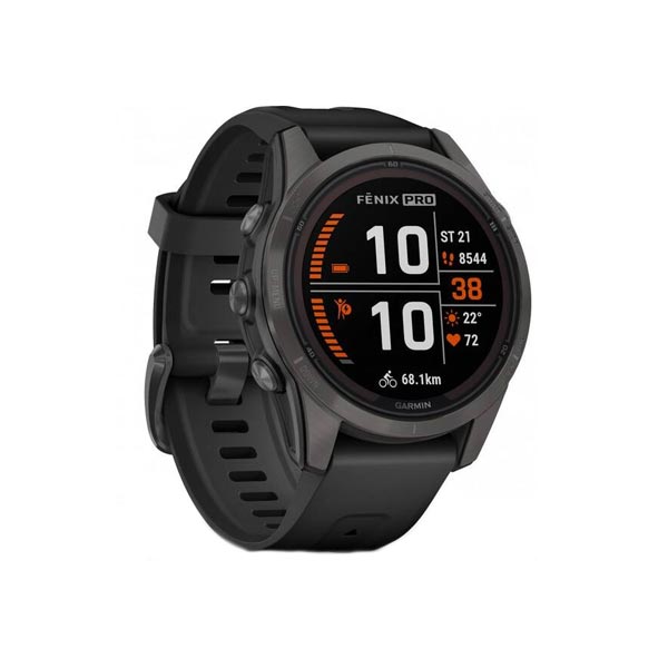 Garmin fenix 7S Pro Sapphire Solar, Carbon Gray DLC Titanium, Black Band