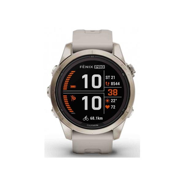 Garmin fenix 7S Pro Sapphire Solar, Soft Gold Stainless Steel, Light Sand Band