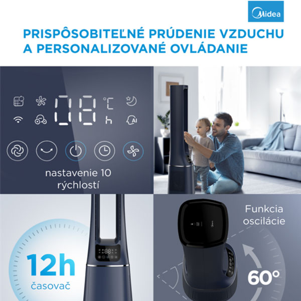 Midea Smart ventilátor a čistička vzduchu AMS150-PBW