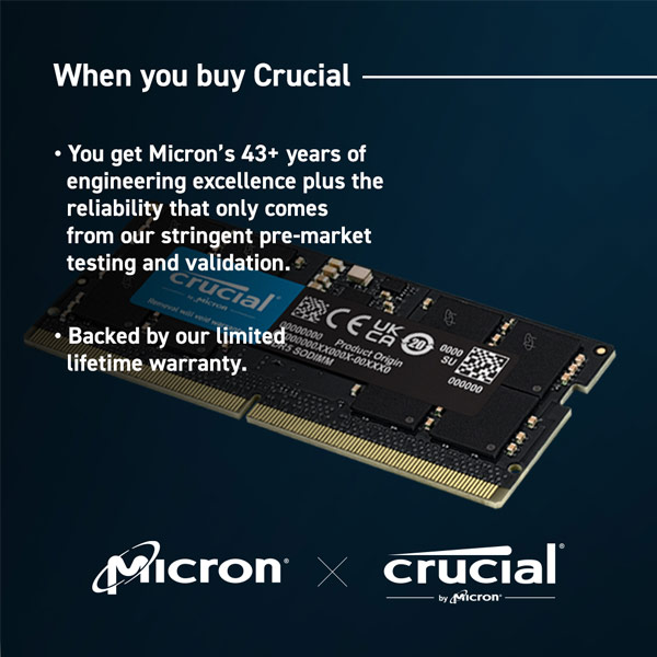 Crucial 16 GB DDR5-4800 SODIMM CL40 Operačná pamäť Crucial 16 GB DDR5-4800 SODIMM CL40 Operačná pamäť
