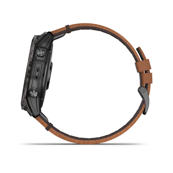 Garmin epix Pro (g2) Sapphire, 51mm, Carbon Gray DLC Titanium, Chestnut Leather band