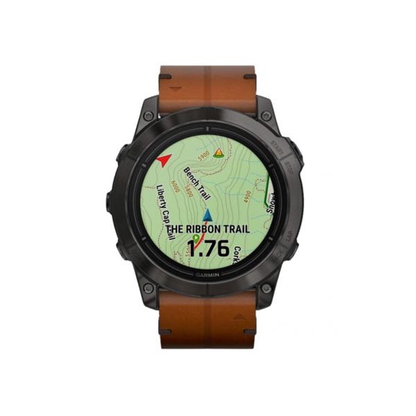 Garmin epix Pro (g2) Sapphire, 51mm, Carbon Gray DLC Titanium, Chestnut Leather band