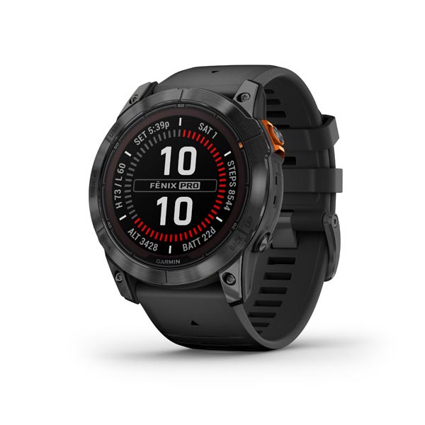 Garmin fenix 7X Pro Solar, Slate Gray Stainless Steel, Black Band