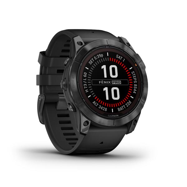 Garmin fenix 7X Pro Solar, Slate Gray Stainless Steel, Black Band