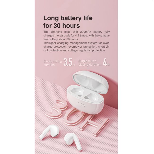 Mibro Earbuds 4 bezdrôtové slúchadlá TWS, fialová Mibro Earbuds 4 bezdrôtové slúchadlá TWS, fialová