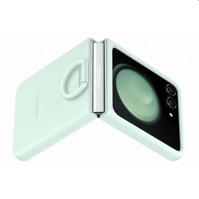 Zadný kryt Silicone Cover s držiakom na prst pre Samsung Galaxy Z Flip5, mätová