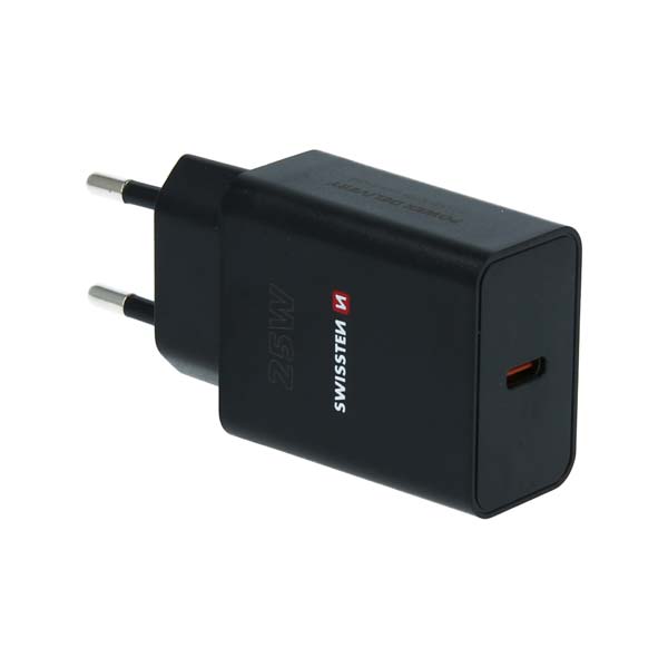 Sieťový Adaptér Swissten pre iPhone a Samsung PD, 25 W, čierna Sieťový Adaptér Swissten pre iPhone a Samsung PD, 25 W, čierna