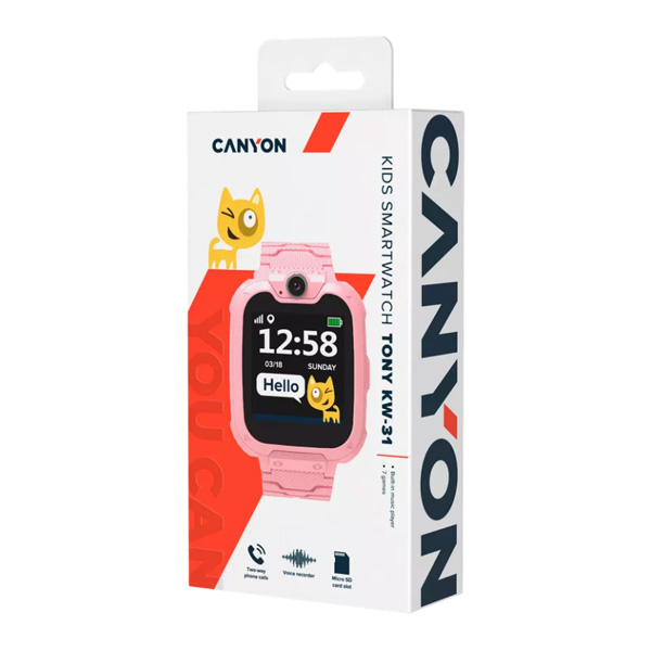 Canyon KW-31, Tony, smart hodinky pre deti, ružová