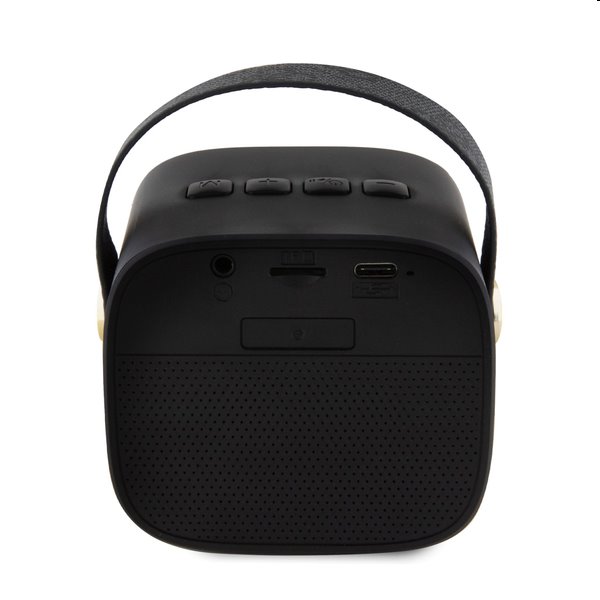 Guess Mini Bluetooth Speaker PU 4G Strap, čierny
