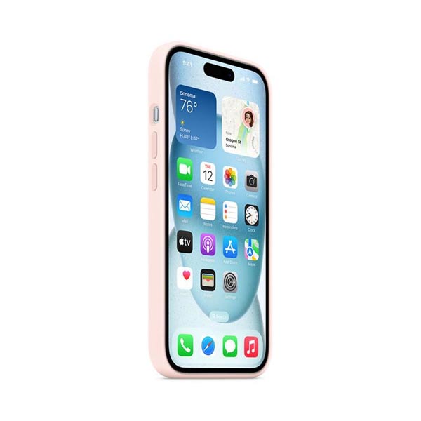 Silikónový zadný kryt pre Apple iPhone 15 Plus s MagSafe, svetlo ružová