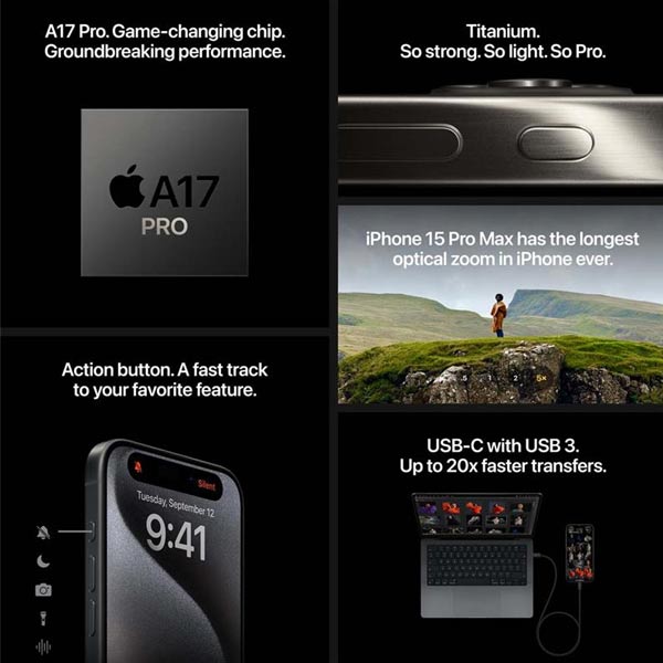 Apple iPhone 15 Pro 256GB, black titanium