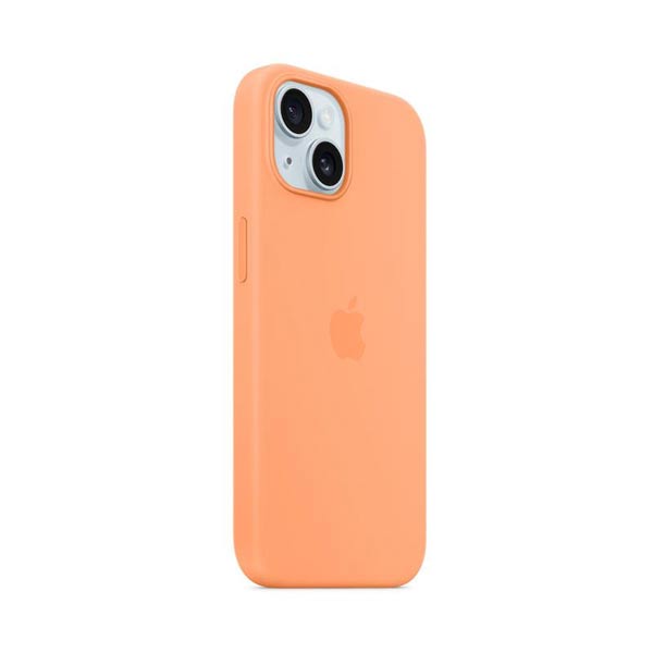 Silikónový zadný kryt pre Apple iPhone 15 s MagSafe, sorbetová oranžová